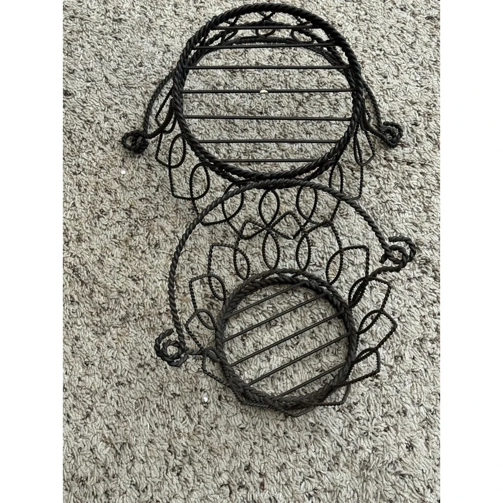 Black Metal Baskets With Handles Set Of 2